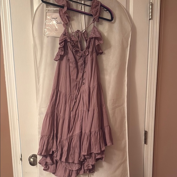 Free People Mauve Ruffled Mini Dress - Picture 3 of 5